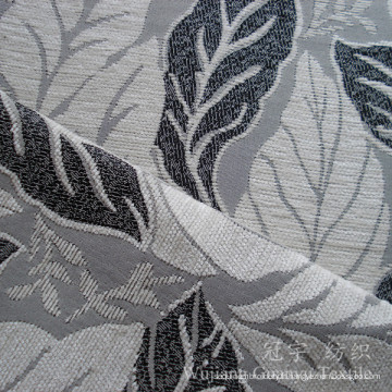 Tissu de chenille teint par fil de polyester 100% de modèle de feuille pour le sofa